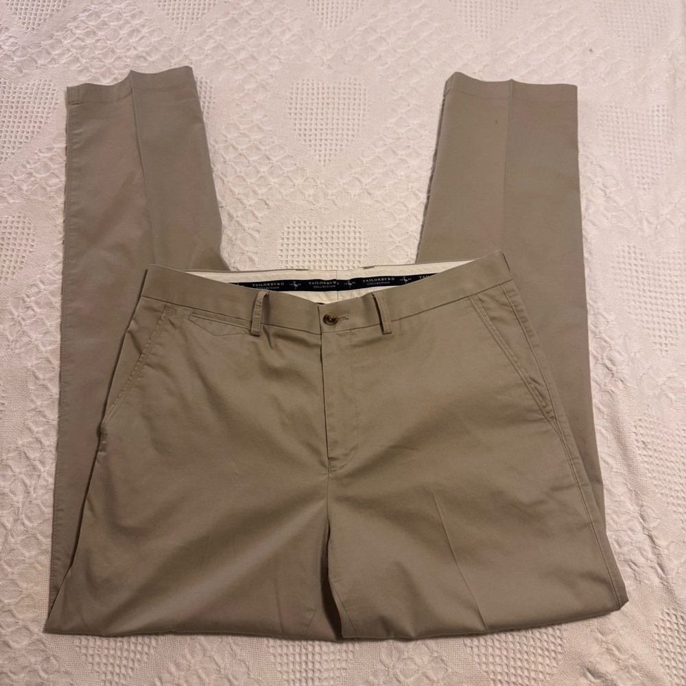 Tailorbyrd Tan Chinos Streamlined Flat Front Design